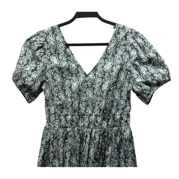 J.Crew Smocked-Waist Poplin Midi Dress Size 6 Pale Spinach Eucalyptus - Picture 3 of 8